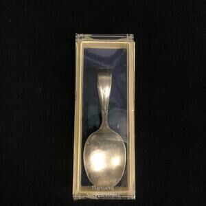 vtg 30s silver plate baby spoon a1 june pattern curved spoon with box nursery